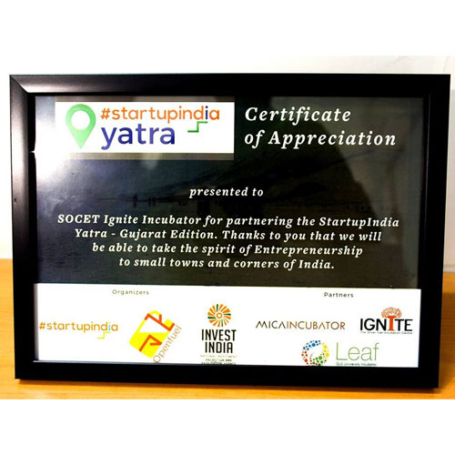 Certificate of Appreciation from Startup India